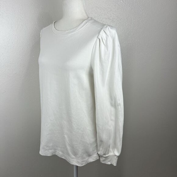 Massimo Dutti Sweater Women Medium Ivory Puff Long Sleeve Stretch Pullover - Picture 2 of 16